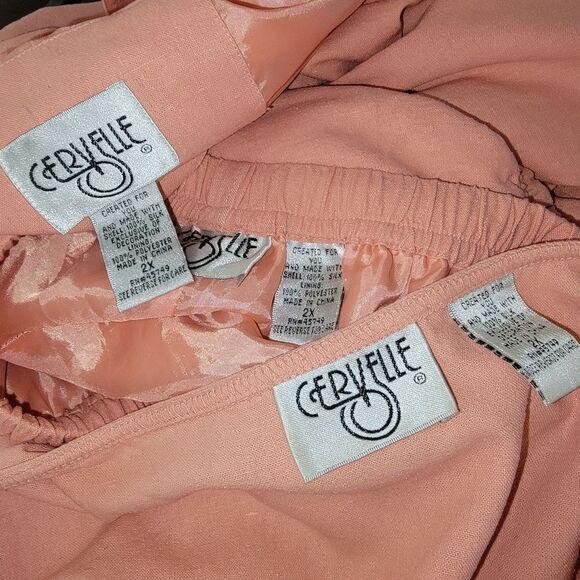 Cervelle Vintage 90s Silk 3 piece casual pants suit outfit size 2x - Picture 8 of 11